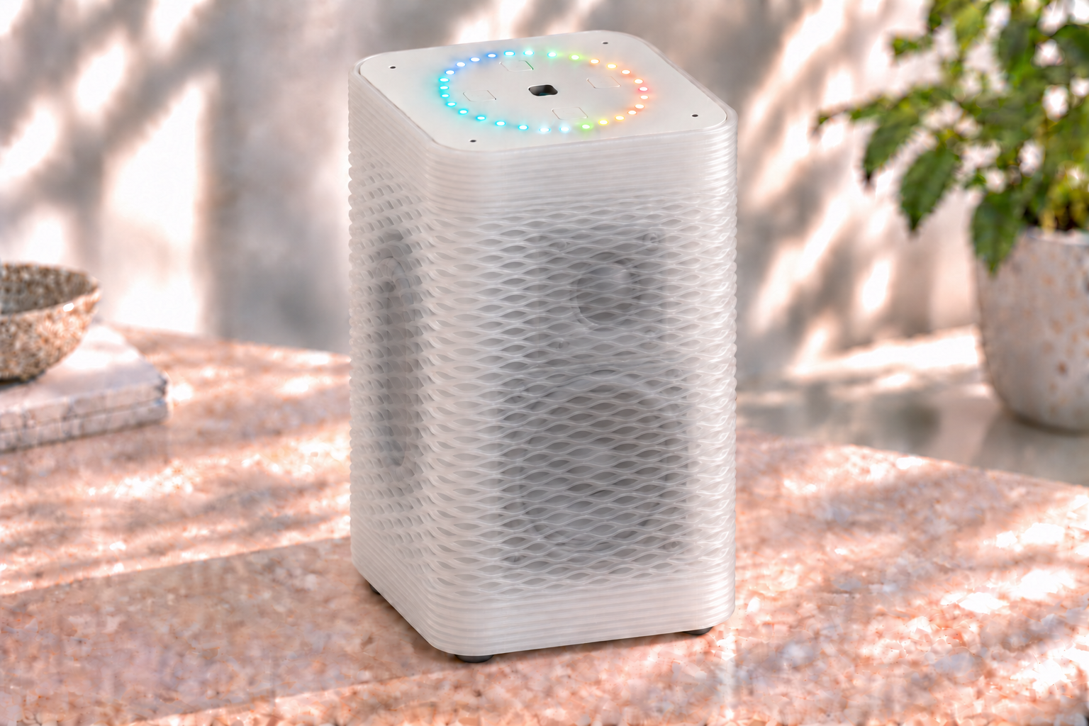 Full Speaker with Compact Voice integrated at the top, a front mid-bass driver and tweeter, and side passive radiators.