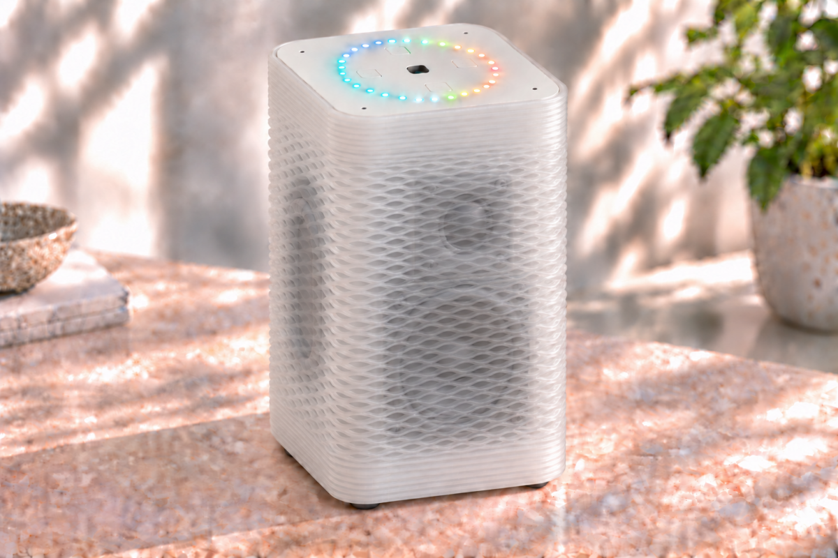 Full Speaker V2 design concept, two-way speaker with integrated Compact Voice at the top